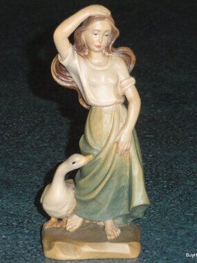 "Goose Girl" Anri Ferrandiz 5" Wood Carved Figurine Signed Ulrich Bernardi RARE!